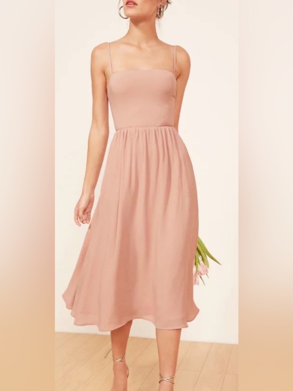 Reformation Rosehip Midi Blush Pink Dress Size 2